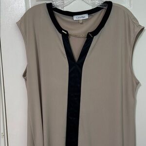 Calvin Klein Tan and Black Chain Detail Top